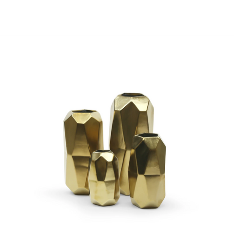 Gold Geometric Vase 6.1"H - 12"H