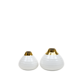 White Round Bud Vase with Gold Rim