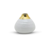 White Round Bud Vase with Gold Rim