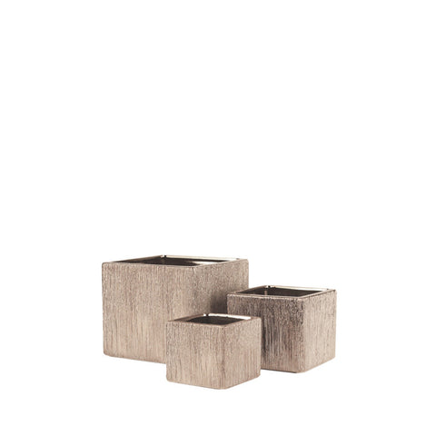 Etched Metallic Cube Planter