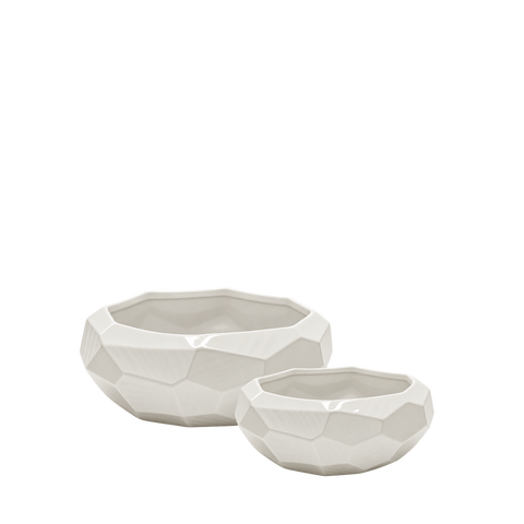 White Geometric Bowl